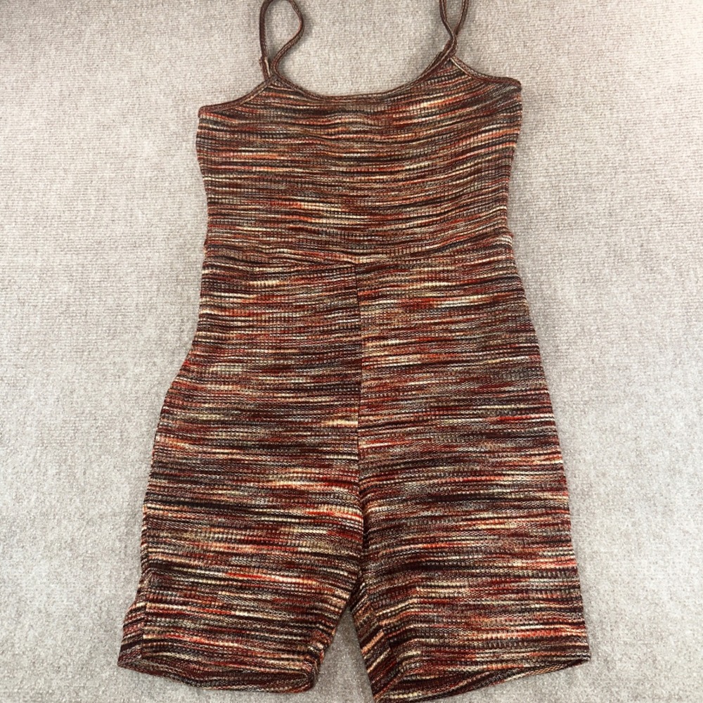Wild Fable Womens Space Dye‎ Knit Romper Brown Rust Small Adjustable Straps